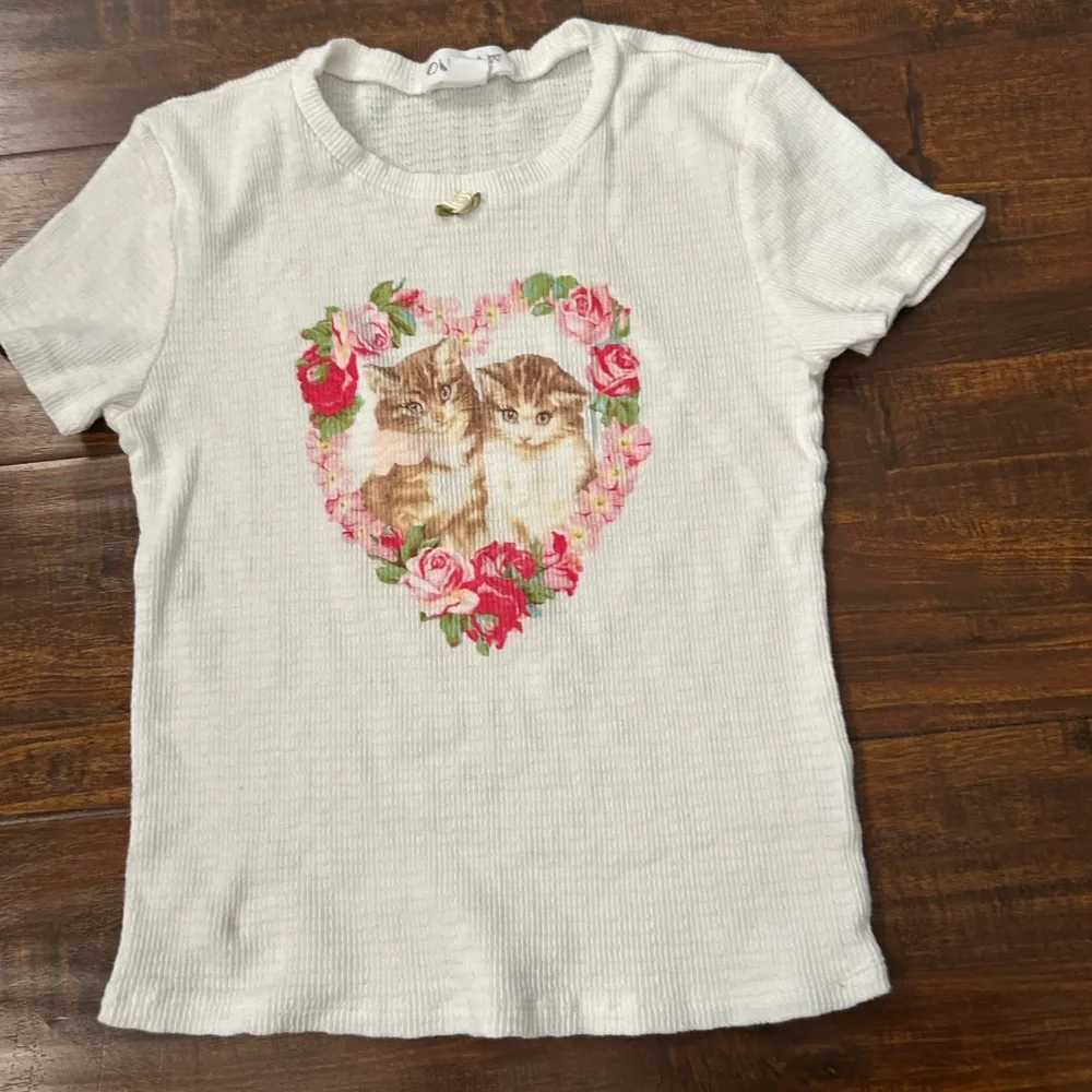 White Cat Print T-Shirt for Pets